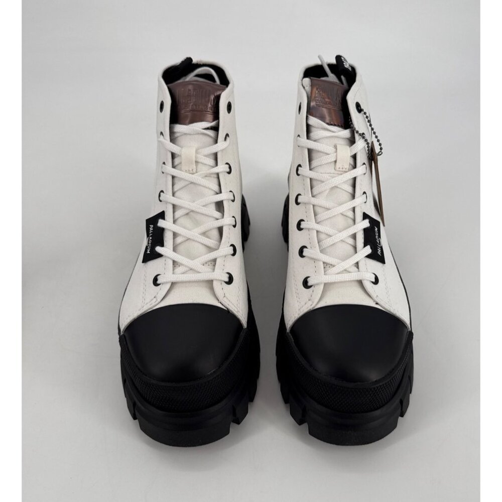 Palladium Womens Ankle Boots Revolt HI TX Black & White Canvas Boots Size 9 - Picture 2 of 11